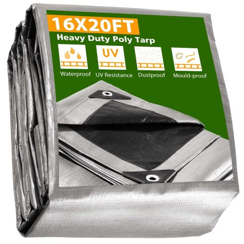 16x20ft Heavy Duty Poly Tarp/ Silver+Black 16x20ft Heavy Duty Poly Tarp/ Silver+Black