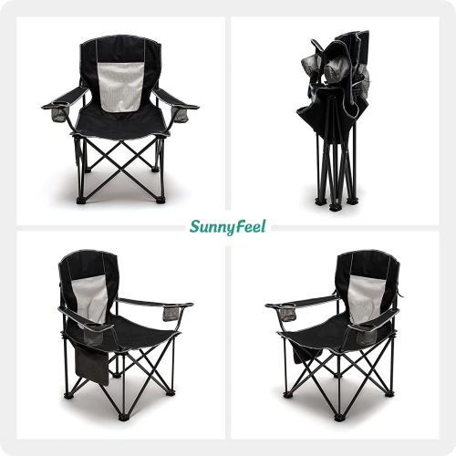 SUNNYFEEL XL Oversized Camping Chair, Folding Camp Chairs for Adults Heavy Duty Big Tall 300 LBS SUNNYFEEL XL Oversized Camping Chair, Folding Camp Chairs for Adults Heavy Duty Big Tall 300 LBS