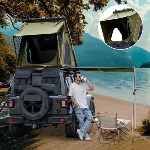 Explorer Plus Rooftop Tent Hardshell with Side Awning, Air Conditioner Outlet with Bracket, Luggage Racks&Replaceable Netting Rain Curtain Explorer Plus Rooftop Tent Hardshell with Side Awning, Air Conditioner Outlet with Bracket, Luggage Racks&Replaceable Netting Rain Curtain